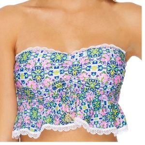 Luli Fama Angel Face Lace Bandeau Crop Top